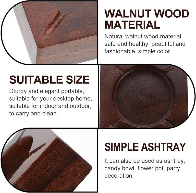 Walnut Wood Ashtray Desktop Ash Container Sturdy Cigarette Holder for Home Indoor Use - Image 4